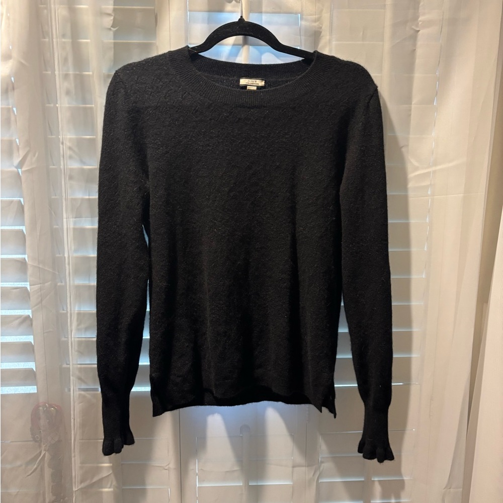 J. Crew Black Long Sleeve Crewneck Sweater - 100% Cashmere